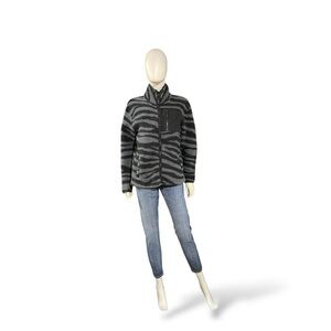 PINK Victoria's Secret Black/Charcoal Zebra Pattern Sherpa Jacket, XS